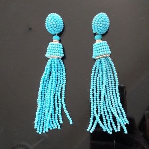 Nordstrom beaded Tassel Teal/Turquoise Earings